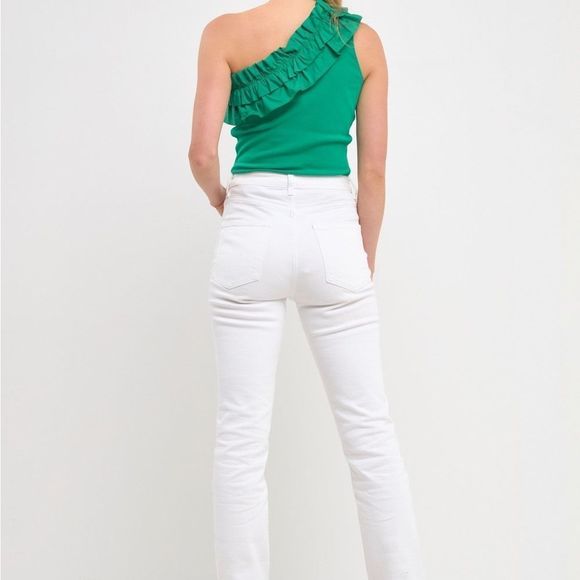 English factory Ruffled asymmetrical bodysuit - Picture 3 of 5